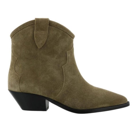 Isabel Marant Dewina Suede Western Boots Olive Brown Size 37 7 US DD308 - Picture 1 of 8